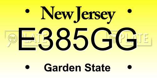 E385GG New Jersey License Plate