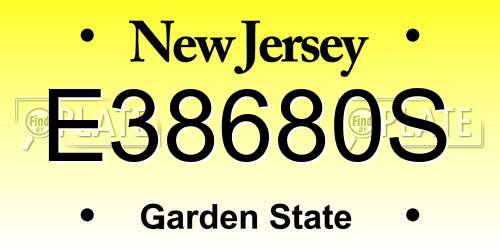 E38680S New Jersey License Plate