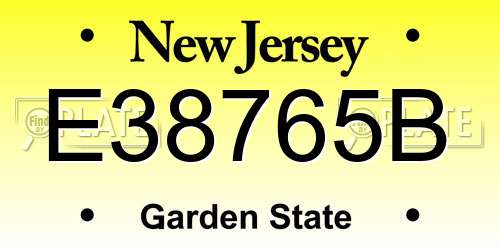 E38765B New Jersey License Plate