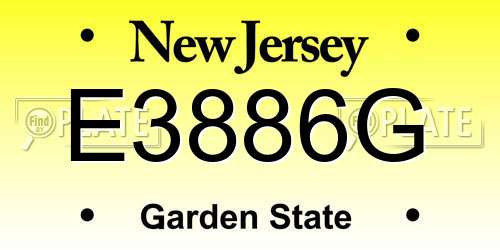 E3886G New Jersey License Plate