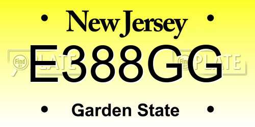 E388GG New Jersey License Plate