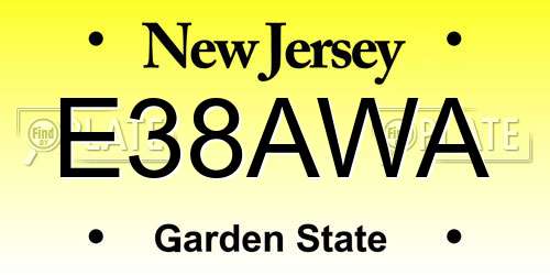 E38AWA New Jersey License Plate