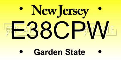 E38CPW New Jersey License Plate
