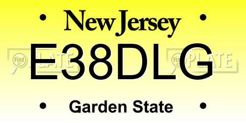 E38DLG New Jersey License Plate