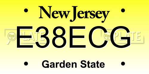 E38ECG New Jersey License Plate