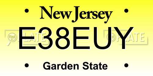 E38EUY New Jersey License Plate