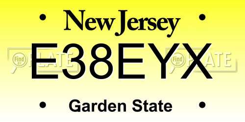 E38EYX New Jersey License Plate