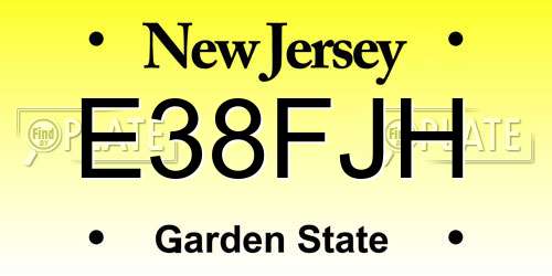 E38FJH New Jersey License Plate