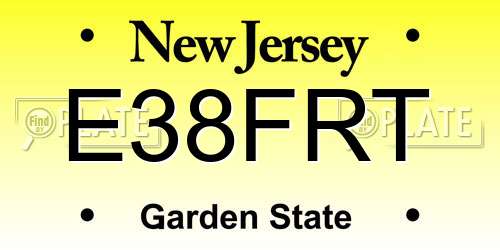E38FRT New Jersey License Plate