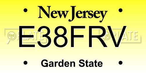 E38FRV New Jersey License Plate