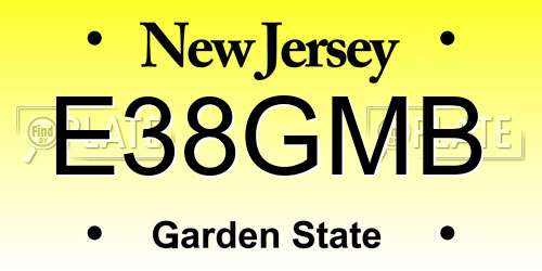 E38GMB New Jersey License Plate
