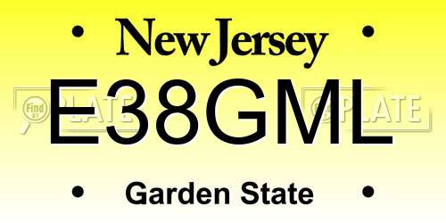 E38GML New Jersey License Plate