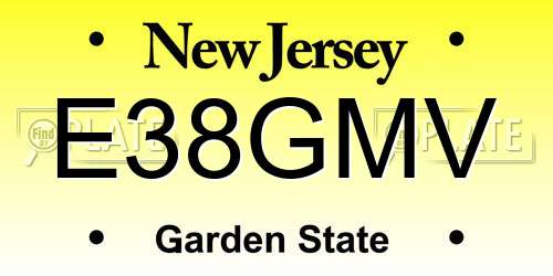 E38GMV New Jersey License Plate