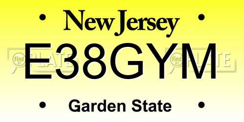 E38GYM New Jersey License Plate