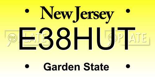 E38HUT New Jersey License Plate