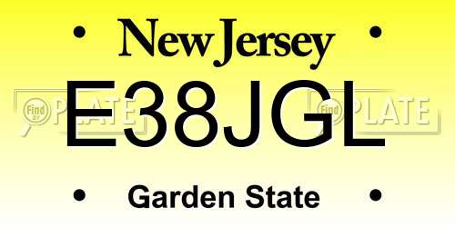 E38JGL New Jersey License Plate