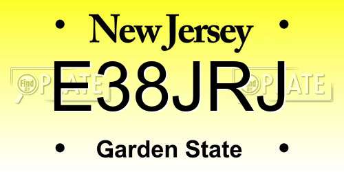 E38JRJ New Jersey License Plate