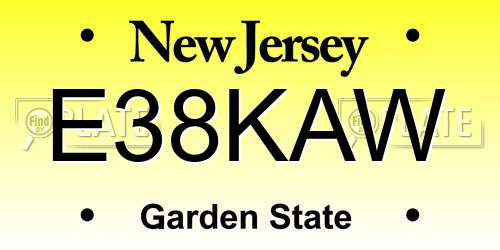 E38KAW New Jersey License Plate