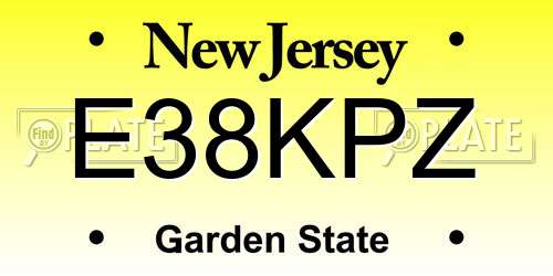 E38KPZ New Jersey License Plate