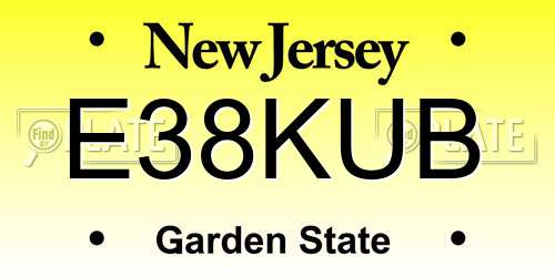 E38KUB New Jersey License Plate