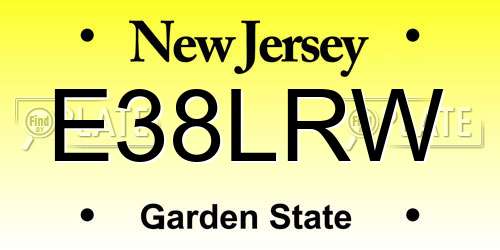E38LRW New Jersey License Plate