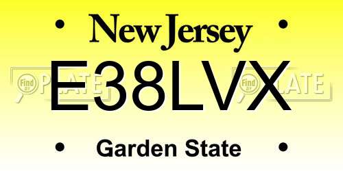 E38LVX New Jersey License Plate