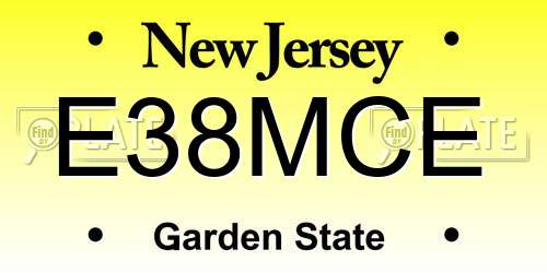 E38MCE New Jersey License Plate