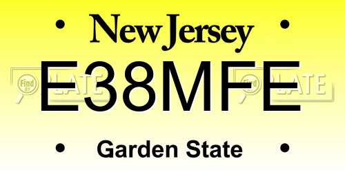 E38MFE New Jersey License Plate