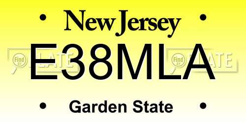 E38MLA New Jersey License Plate