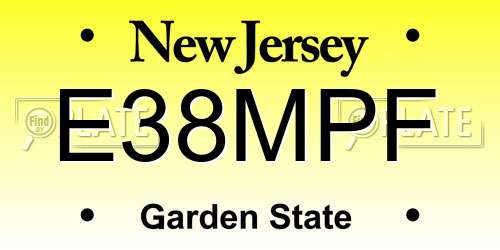 E38MPF New Jersey License Plate