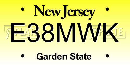 E38MWK New Jersey License Plate