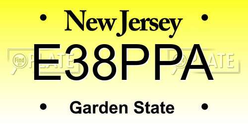 E38PPA New Jersey License Plate
