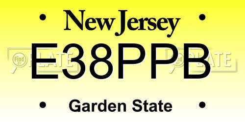 E38PPB New Jersey License Plate
