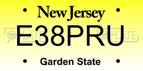 E38PRU New Jersey License Plate