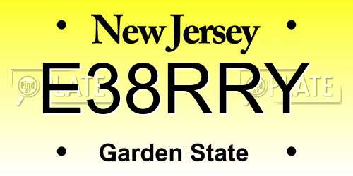 E38RRY New Jersey License Plate