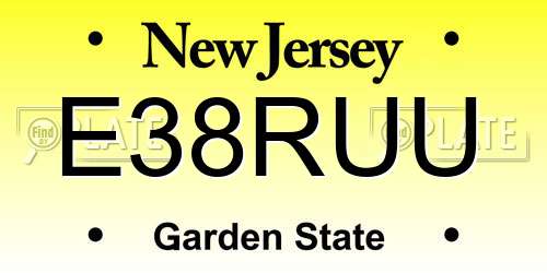 E38RUU New Jersey License Plate