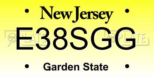 E38SGG New Jersey License Plate