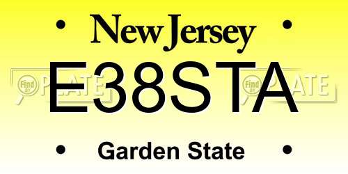 E38STA New Jersey License Plate