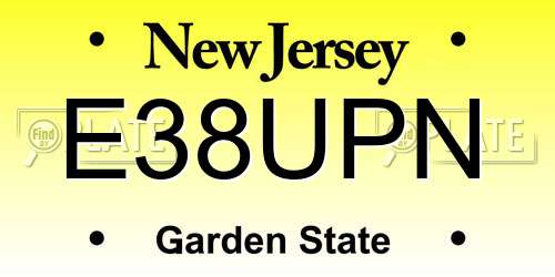 E38UPN New Jersey License Plate