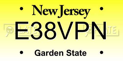 E38VPN New Jersey License Plate