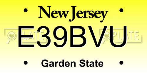 E39BVU New Jersey License Plate
