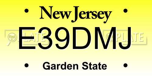 E39DMJ New Jersey License Plate
