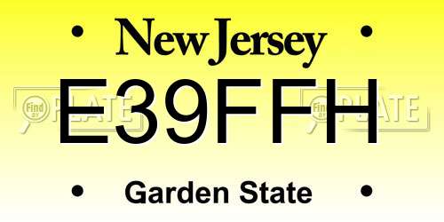 E39FFH New Jersey License Plate