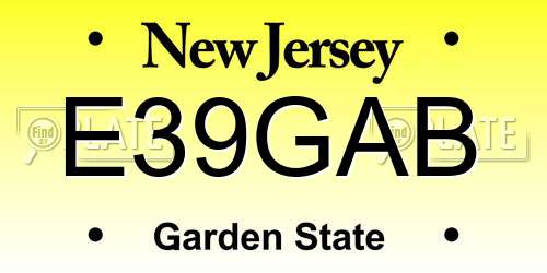 E39GAB New Jersey License Plate
