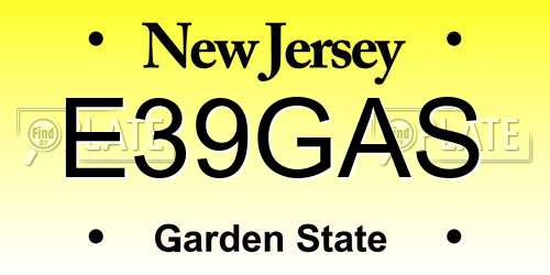 E39GAS New Jersey License Plate