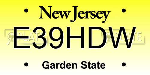 E39HDW New Jersey License Plate