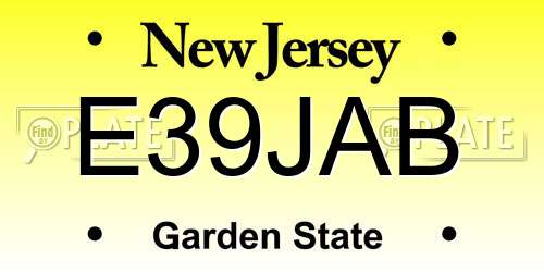 E39JAB New Jersey License Plate