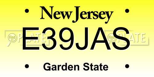 E39JAS New Jersey License Plate