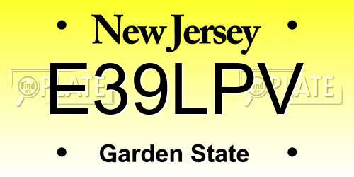 E39LPV New Jersey License Plate