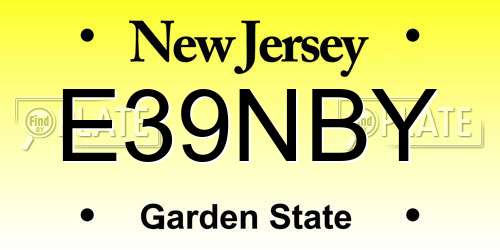 E39NBY New Jersey License Plate